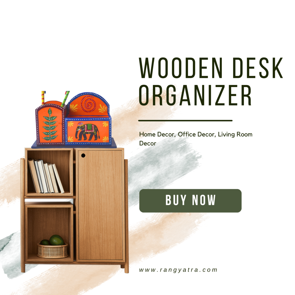 Wooden Desk Organizer Box