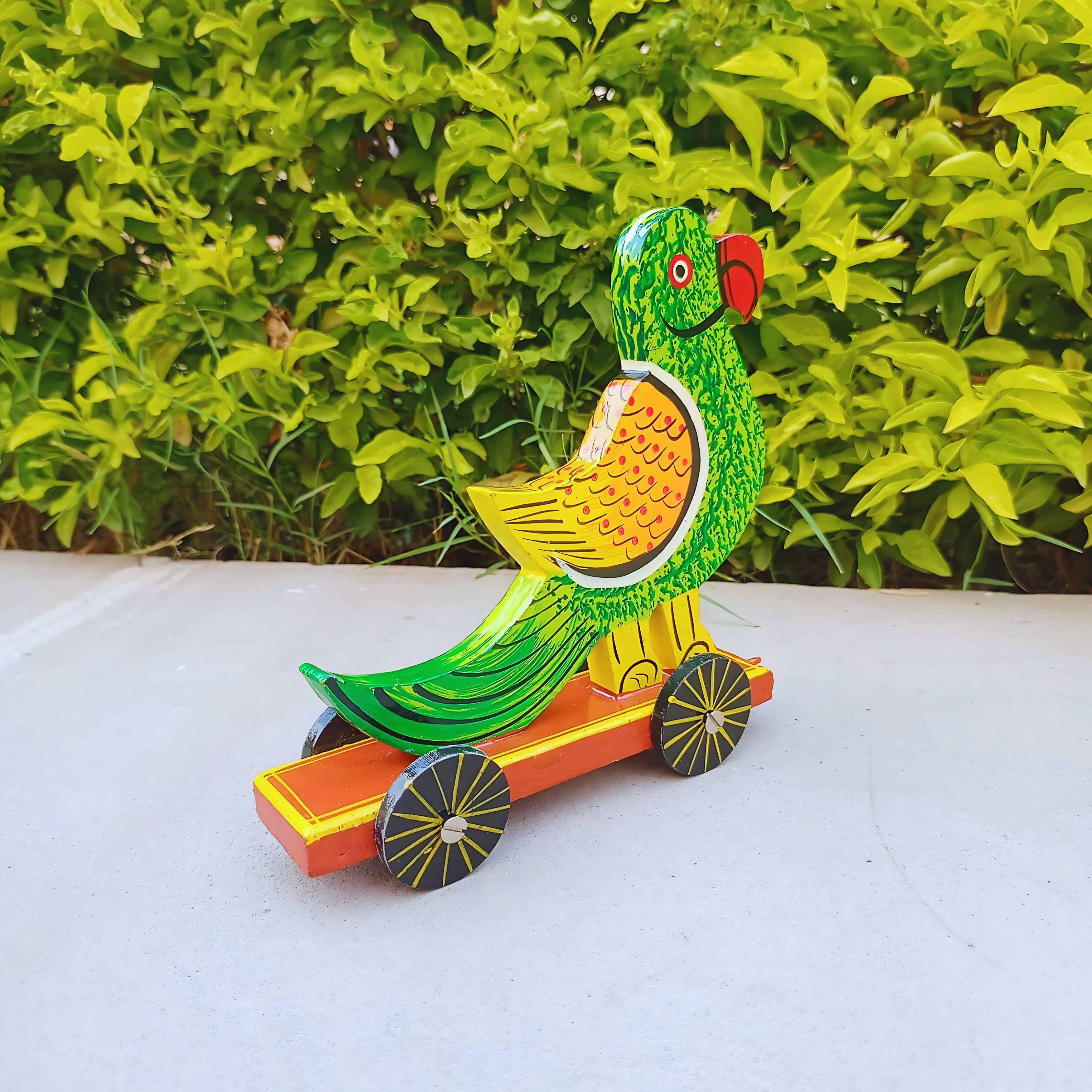 Rangyatra wooden Parrot toys pull along toy