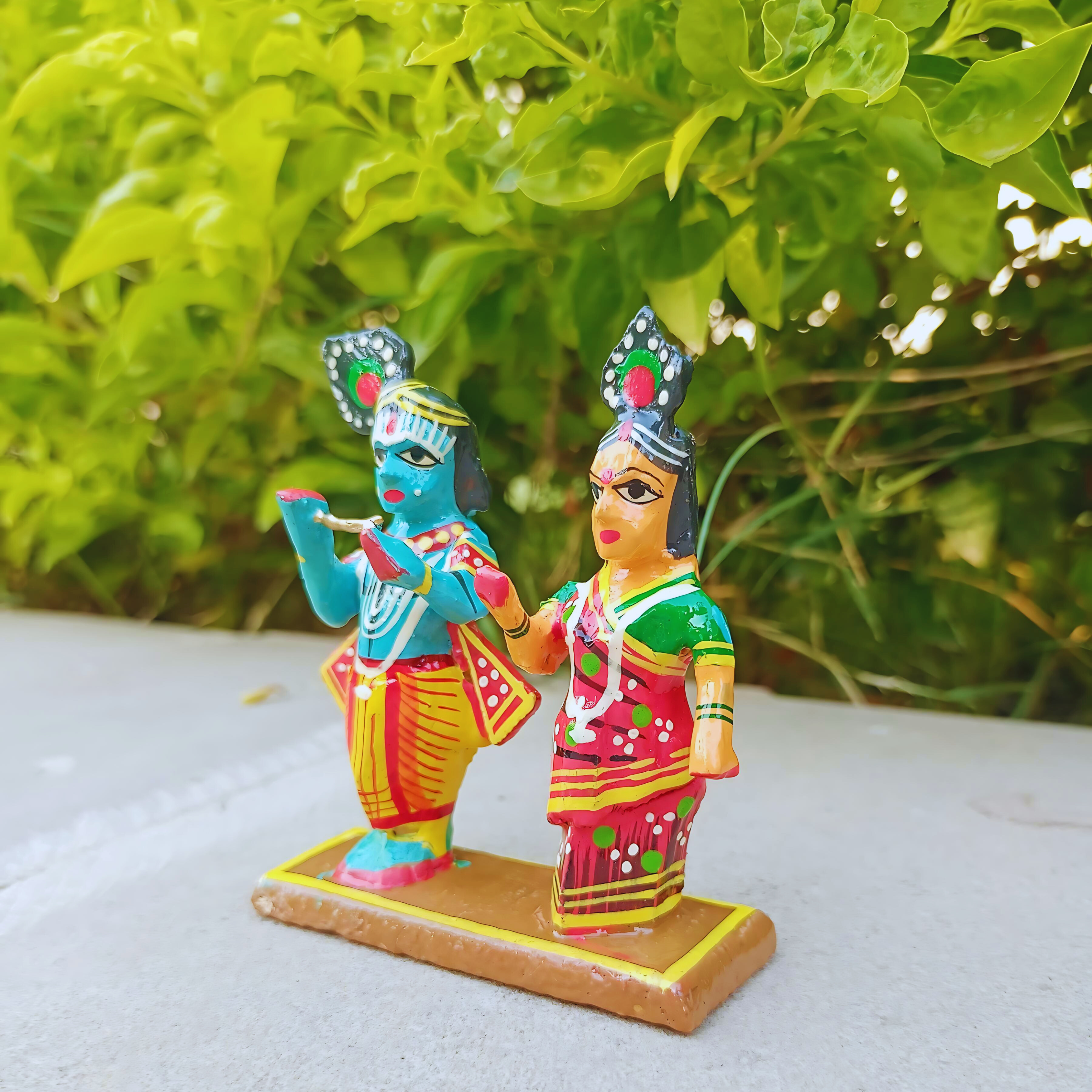 Wooden Colorful Statue God Sculpture Murti Idol For Temple Home Office Decoration And Gifting (Radha Krishna) - Image 3