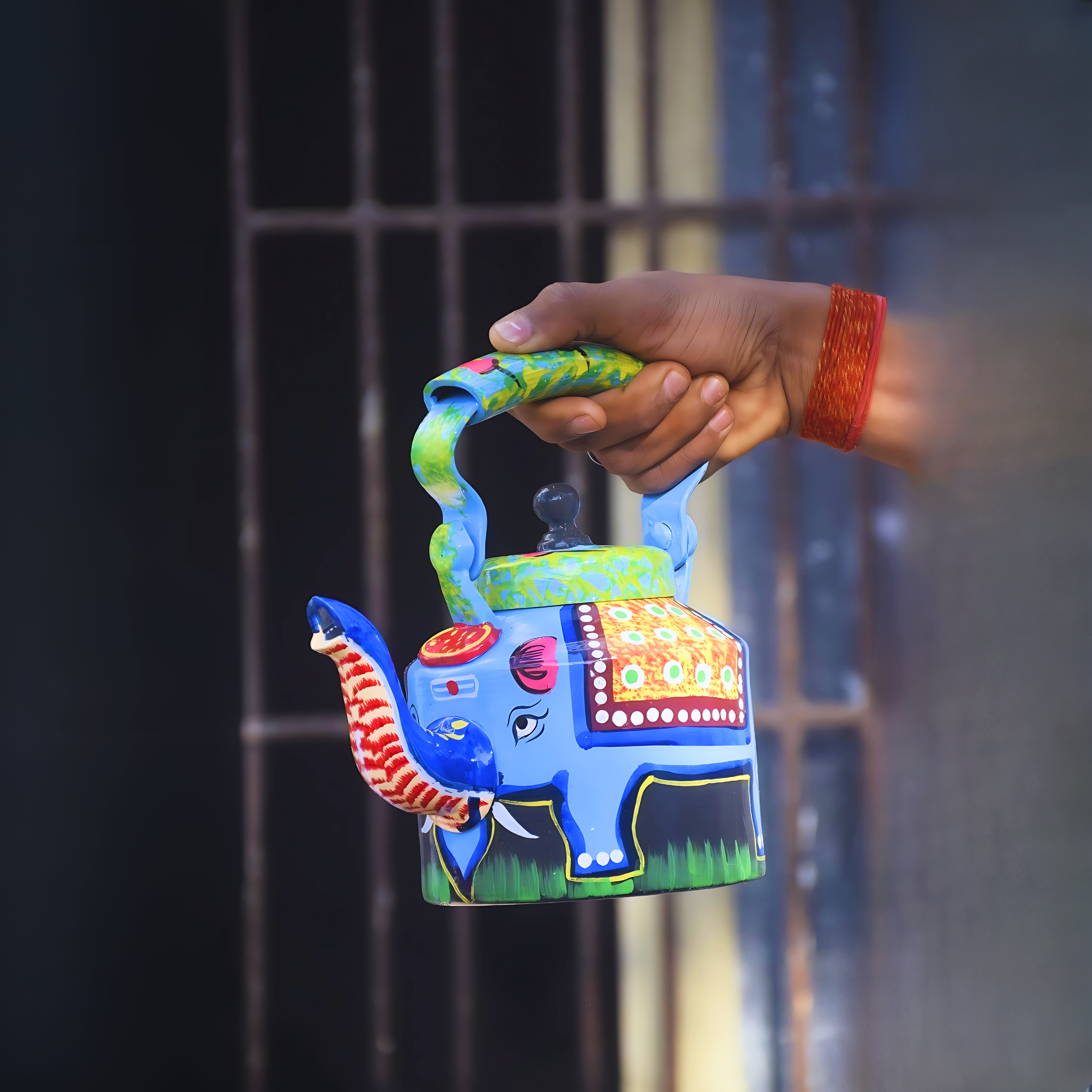 Rangyatra Hand-Painted Colourful Aluminum Tea Kettle Used For Wedding Event, Tea Stall And Home Decor - Image 4