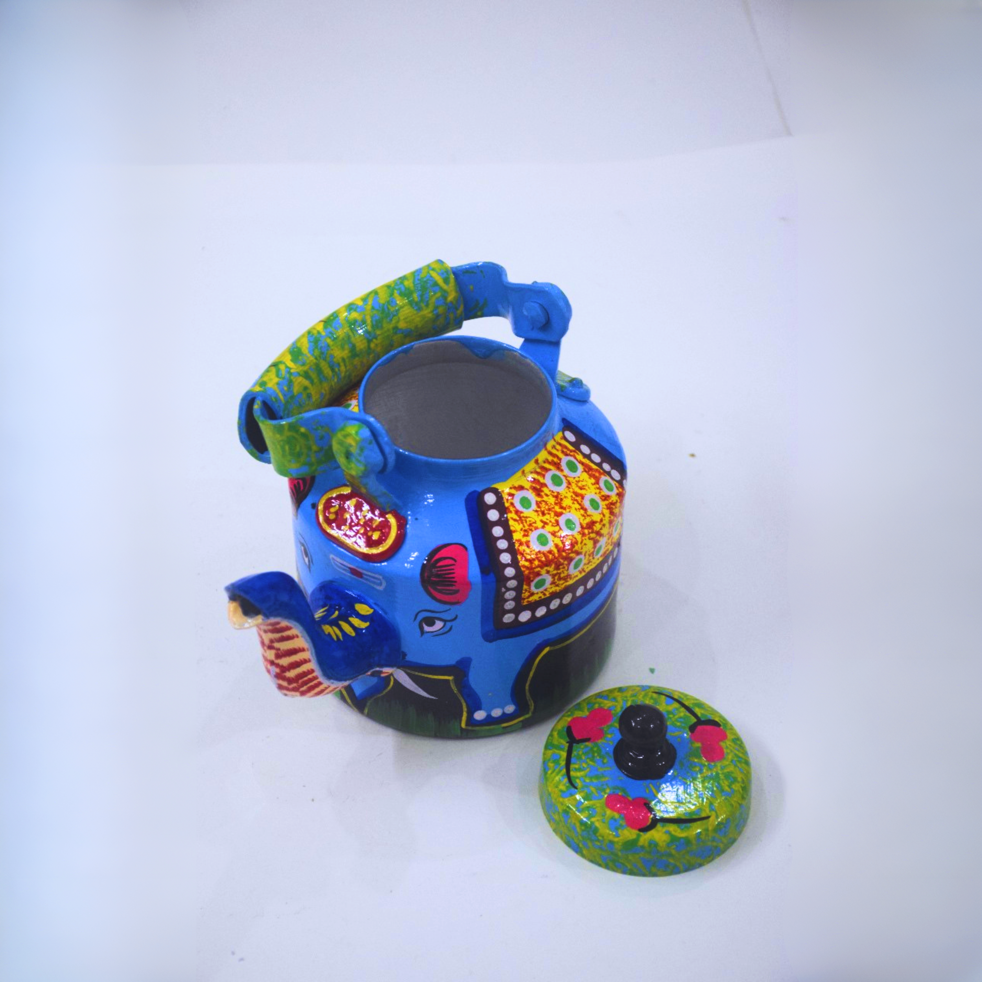 Rangyatra Hand-Painted Colourful Aluminum Tea Kettle Used For Wedding Event, Tea Stall And Home Decor - Image 2