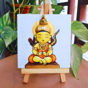 Ayodhya Ram Lalla 3D Canvas Painting With Wooden Easel Stand