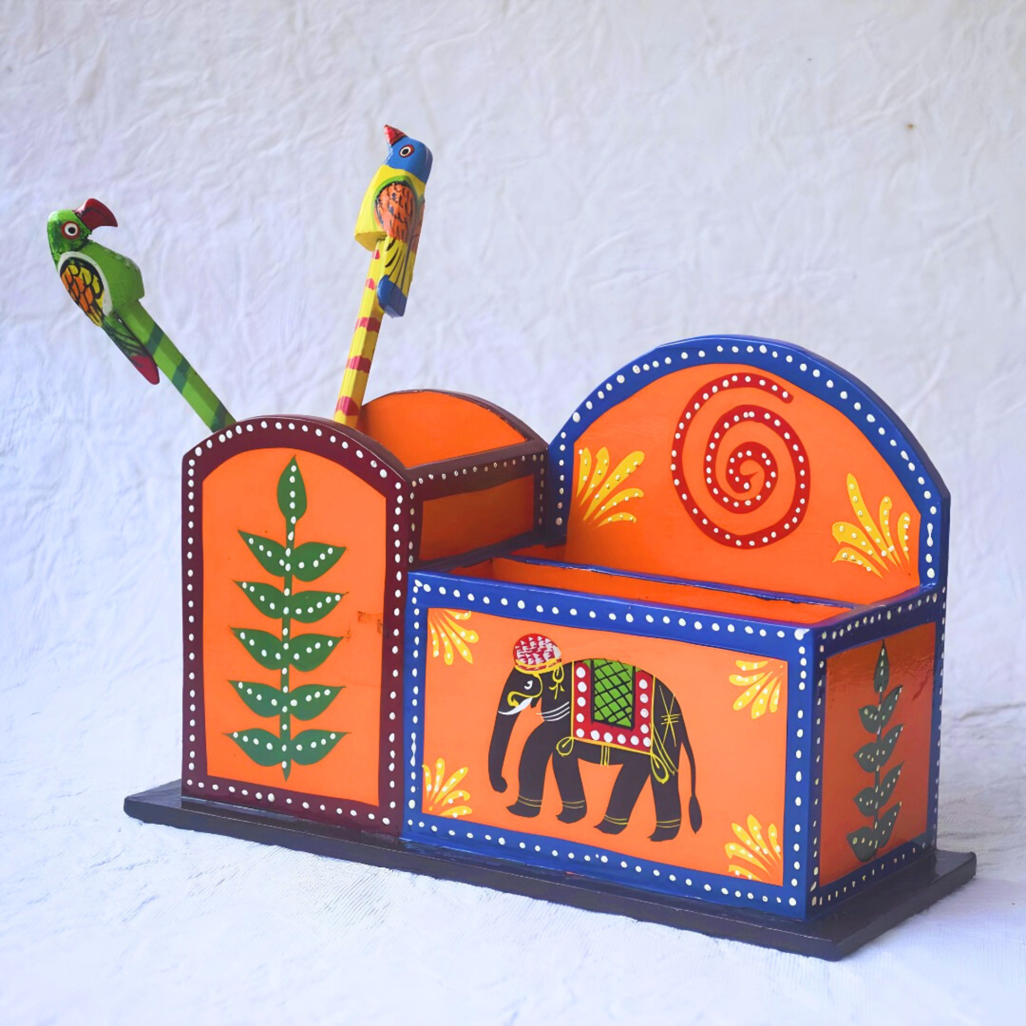 Rangyatra Wooden Desk Organizer Pen/Pencil Stand With Drawer, Mobile Holder & Remote Stand For Office Desk/Desktop/Table Storage Organizer Box - Image 2